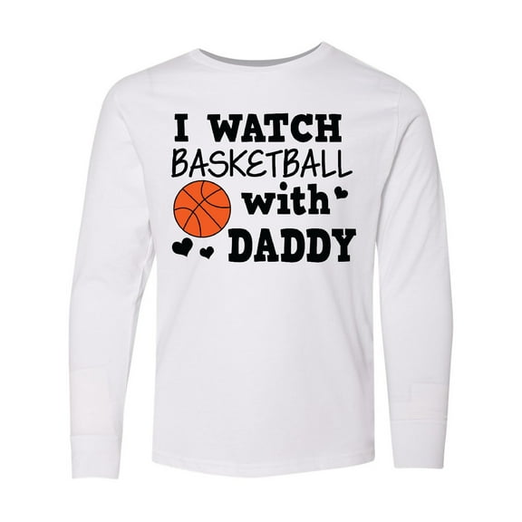 Inktastic I Watch Basketball with Daddy Long Sleeve Youth T-Shirt