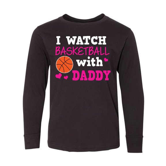 Inktastic I Watch Basketball with Daddy Long Sleeve Youth T-Shirt