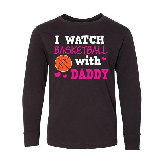 Inktastic I Watch Basketball with Daddy Long Sleeve Youth T-Shirt