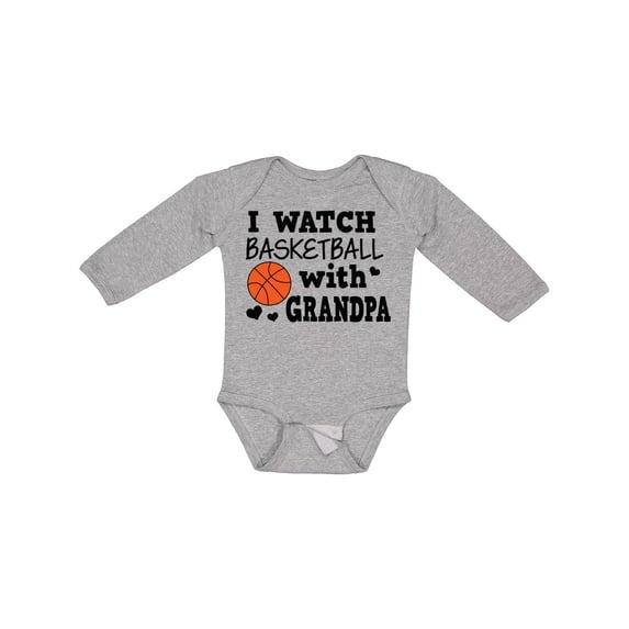 Inktastic I Watch Basketball with Grandpa Boys Long Sleeve Baby Bodysuit