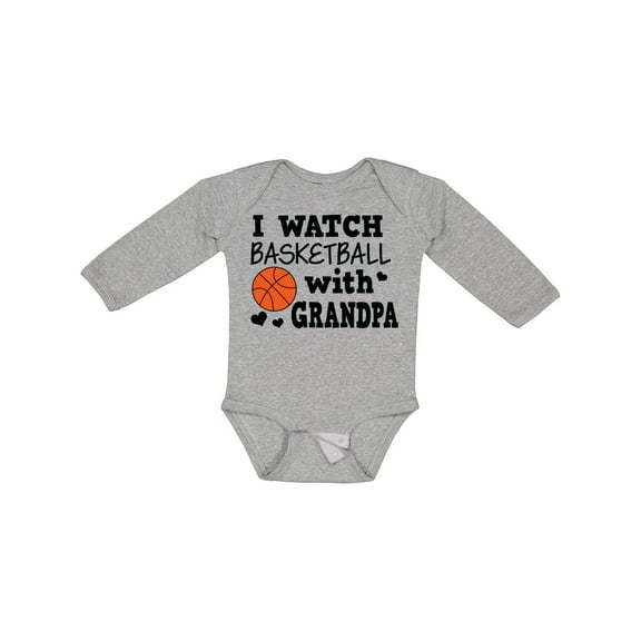 Inktastic I Watch Basketball with Grandpa Boys Long Sleeve Baby Bodysuit