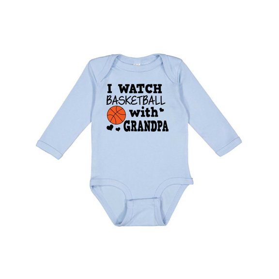 Inktastic I Watch Basketball with Grandpa Boys Long Sleeve Baby Bodysuit