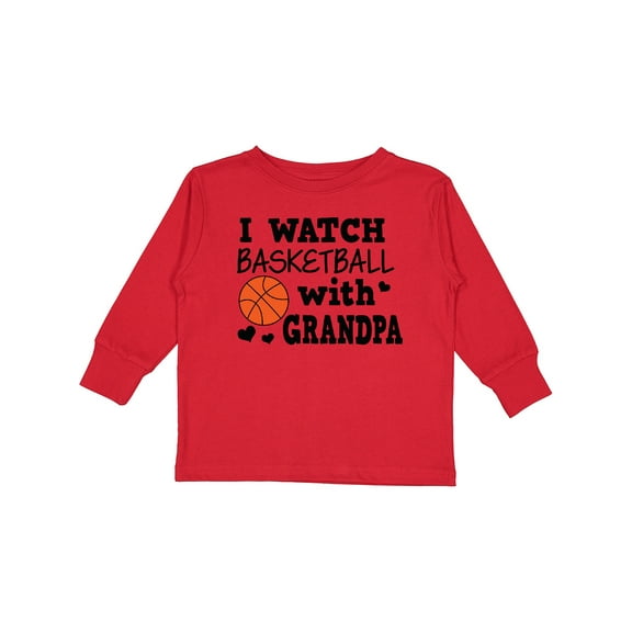 Inktastic I Watch Basketball with Grandpa Boys Long Sleeve Toddler T-Shirt