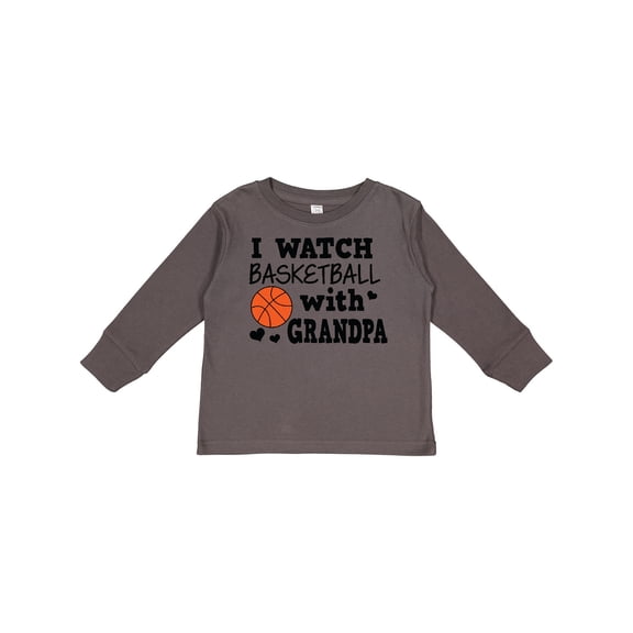 Inktastic I Watch Basketball with Grandpa Boys Long Sleeve Toddler T-Shirt