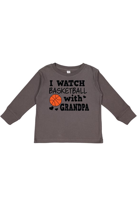 I Watch Basketball with Grandpa Boys Long Sleeve Toddler T-Shirt