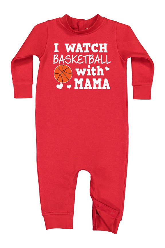 I Watch Basketball with Mama Baby Fleece Romper