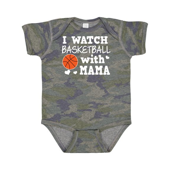 Inktastic I Watch Basketball with Mama Boys Baby Bodysuit