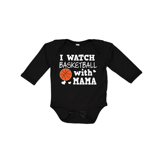 Inktastic I Watch Basketball with Mama Boys Long Sleeve Baby Bodysuit