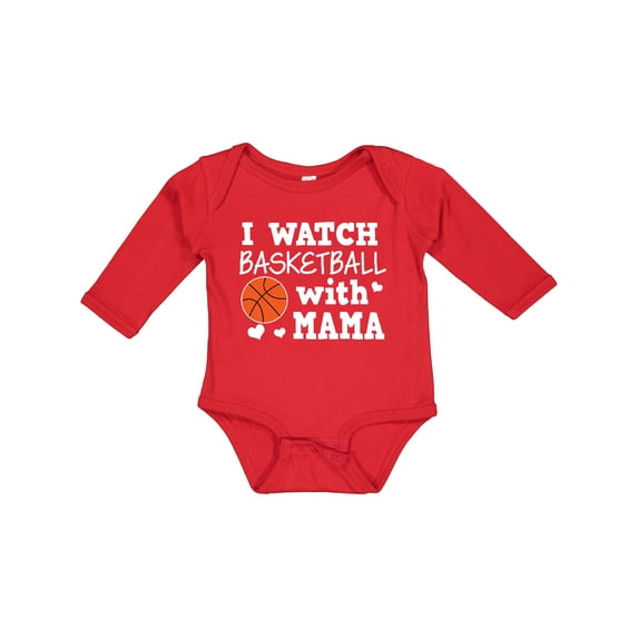 Inktastic I Watch Basketball with Mama Boys Long Sleeve Baby Bodysuit