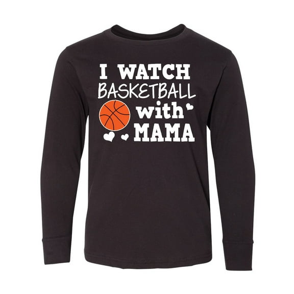 Inktastic I Watch Basketball with Mama Long Sleeve Youth T-Shirt