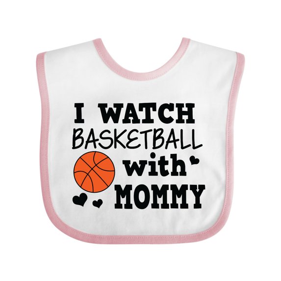 Inktastic I Watch Basketball with Mommy Boys Baby Bib