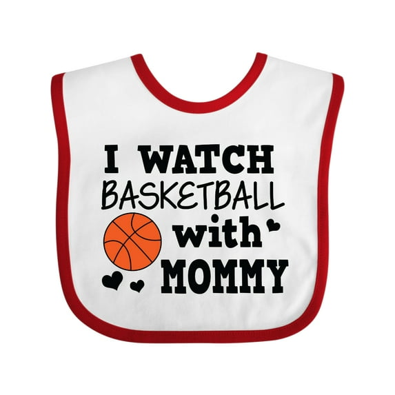 Inktastic I Watch Basketball with Mommy Boys Baby Bib