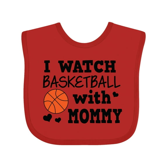 Inktastic I Watch Basketball with Mommy Boys Baby Bib