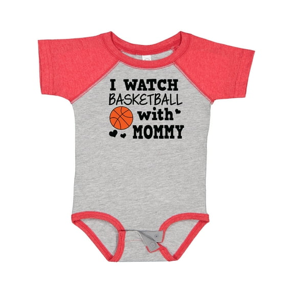 Inktastic I Watch Basketball with Mommy Boys Baby Bodysuit