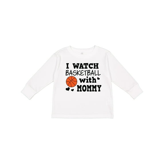 Inktastic I Watch Basketball with Mommy Boys Long Sleeve Toddler T-Shirt
