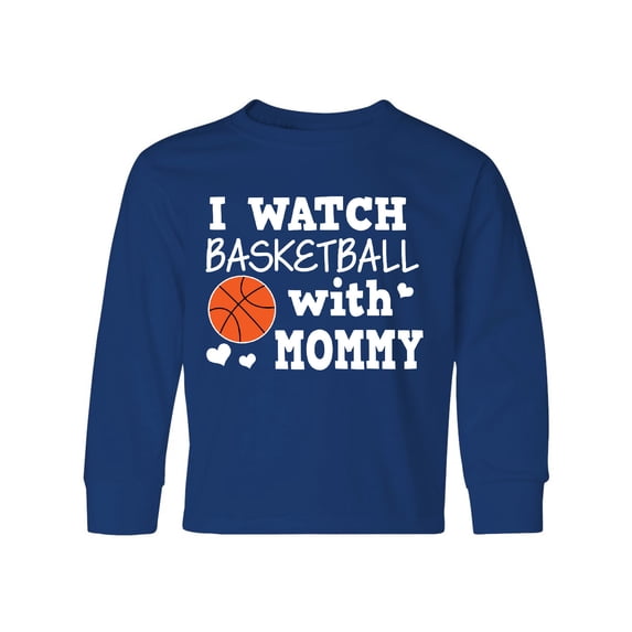 Inktastic I Watch Basketball with Mommy Long Sleeve Youth T-Shirt