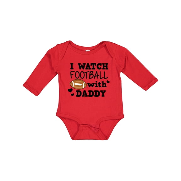 Inktastic I Watch Football with My Daddy Boys or Girls Long Sleeve Baby Bodysuit