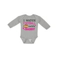 thumbnail image 1 of Inktastic I Watch Football with My Daddy Boys or Girls Long Sleeve Baby Bodysuit, 1 of 5