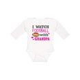 thumbnail image 1 of Inktastic I Watch Football with My Grandpa Girls Long Sleeve Baby Bodysuit, 1 of 5