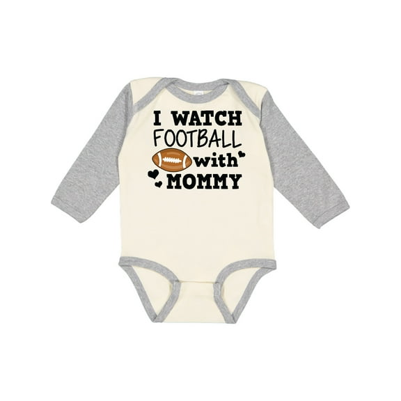 Inktastic I Watch Football with My Mommy Boys Long Sleeve Baby Bodysuit
