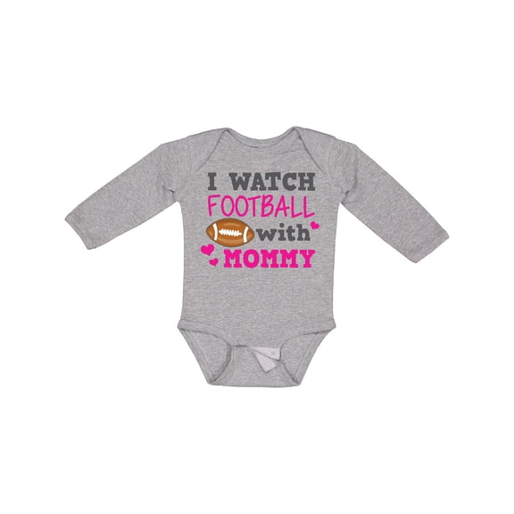 Inktastic I Watch Football with My Mommy Girls Long Sleeve Baby Bodysuit