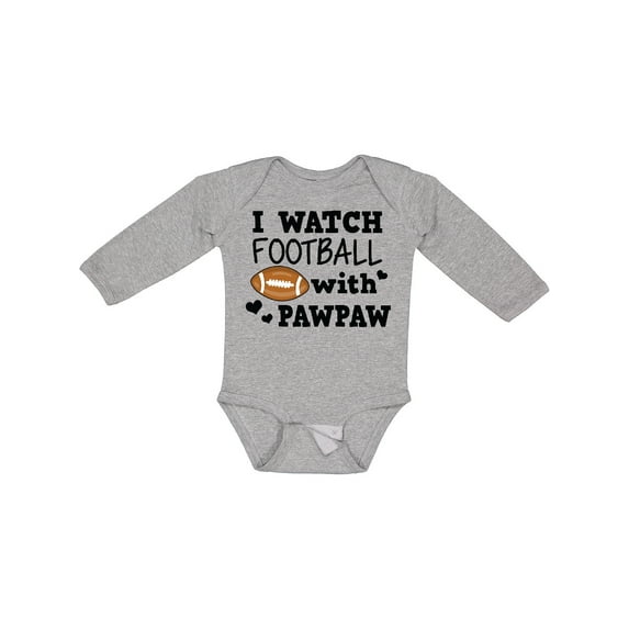 Inktastic I Watch Football with My Pawpaw Boys Long Sleeve Baby Bodysuit