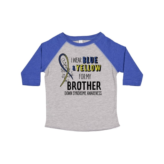 Inktastic I Wear Blue and Yellow for My Brother Down Syndrome Awareness Boys or Girls Toddler T-Shirt