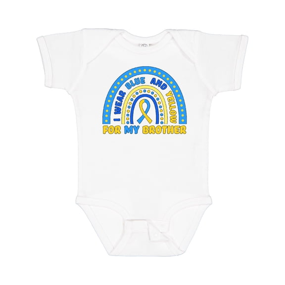 Inktastic I Wear Blue and Yellow for My Brother Down Syndrome Awareness Rainbow Boys or Girls Baby Bodysuit