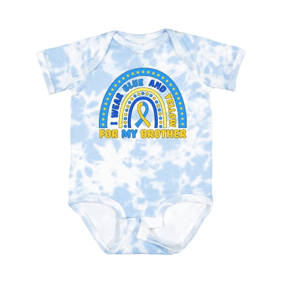 Inktastic I Wear Blue and Yellow for My Brother Down Syndrome Awareness Rainbow Boys or Girls Baby Bodysuit