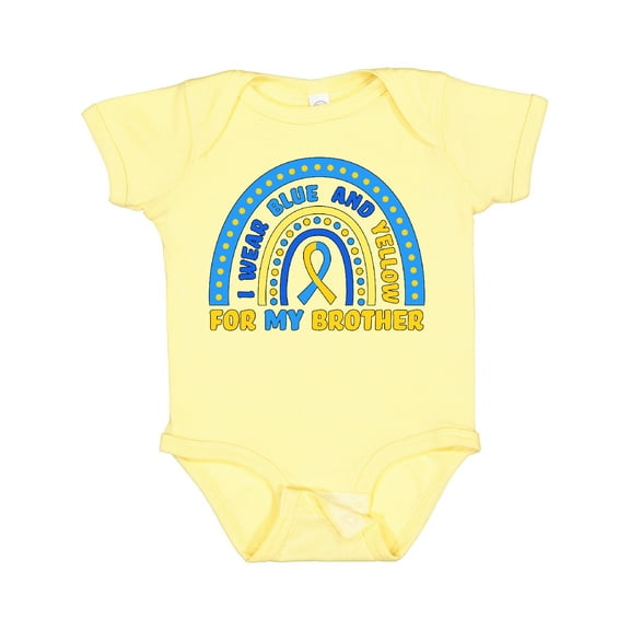 Inktastic I Wear Blue and Yellow for My Brother Down Syndrome Awareness Rainbow Boys or Girls Baby Bodysuit