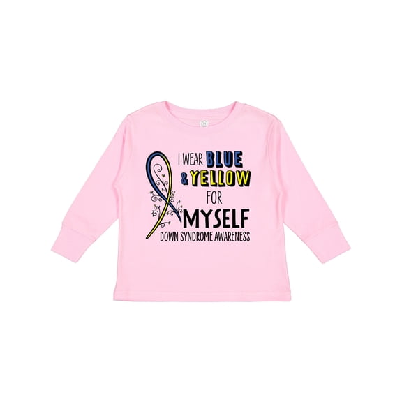 Inktastic I Wear Blue and Yellow for Myself- Down Syndrome Awareness Boys or Girls Long Sleeve Toddler T-Shirt