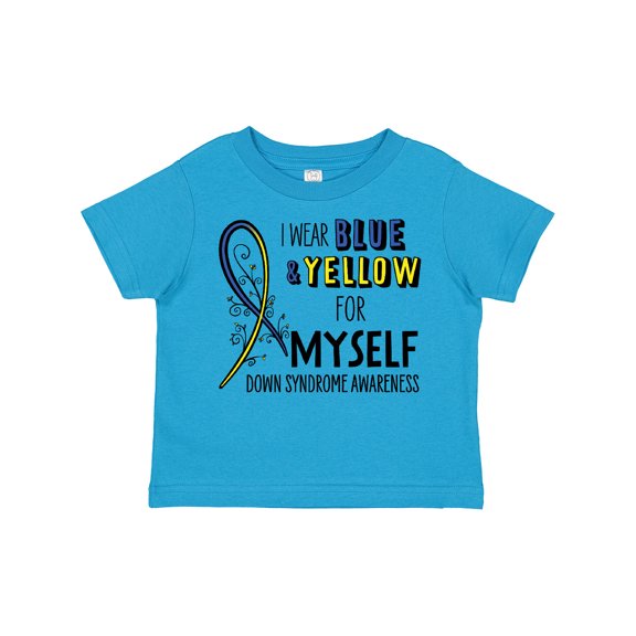Inktastic I Wear Blue and Yellow for Myself Down Syndrome Awareness Boys or Girls Toddler T-Shirt