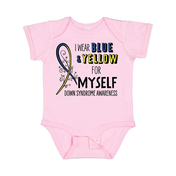 Inktastic I Wear Blue and Yellow for Myself- Down Syndrome awareness Boys or Girls Baby Bodysuit