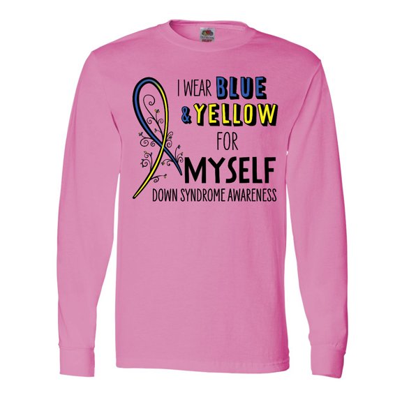 Inktastic I Wear Blue and Yellow for Myself- Down Syndrome awareness Long Sleeve T-Shirt