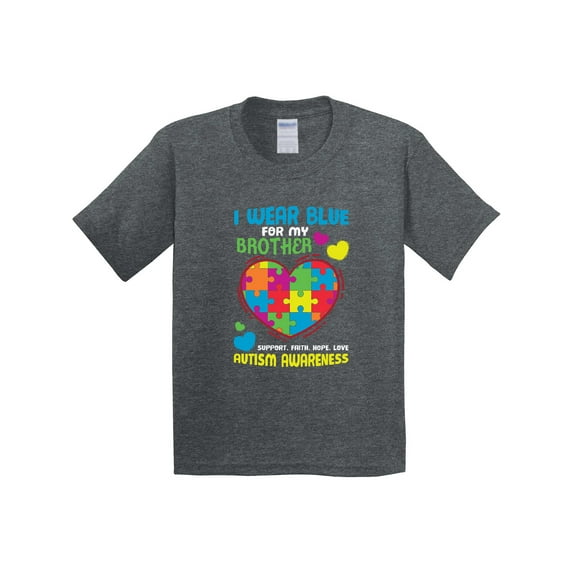 Inktastic I Wear Blue for My Brother Autism Awareness Youth T-Shirt