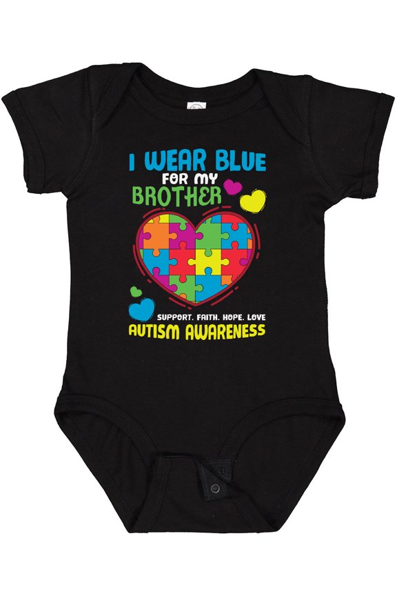 I Wear Blue for my Brother Autism Awareness Boys or Girls Baby Bodysuit