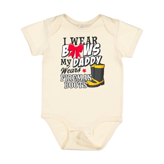 Inktastic I Wear Bows My Daddy Wears Fireman Boots Girls Baby Bodysuit