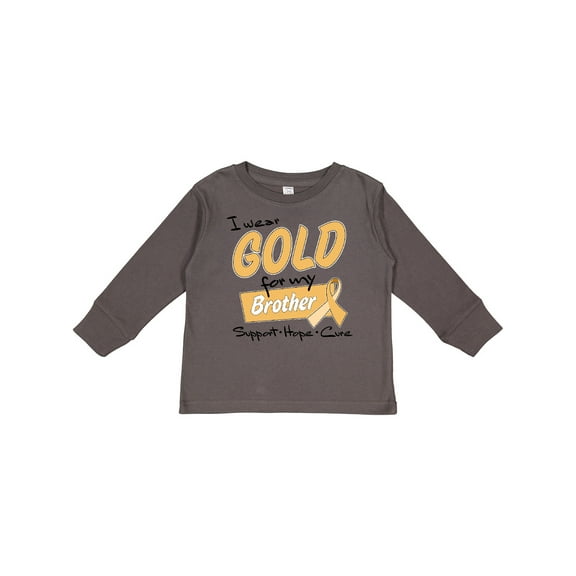 Inktastic I Wear Gold for my Brother-Support, Hope, Cure Boys or Girls Long Sleeve Toddler T-Shirt