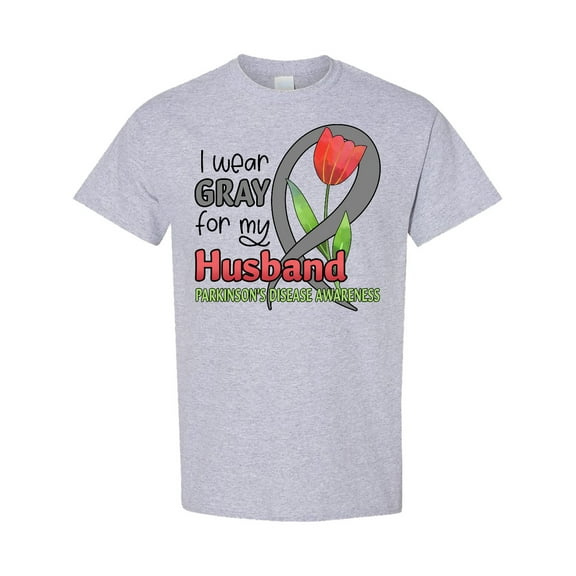 Inktastic I Wear Gray for My Husband Parkinsons Disease Awareness with Tulip T-Shirt