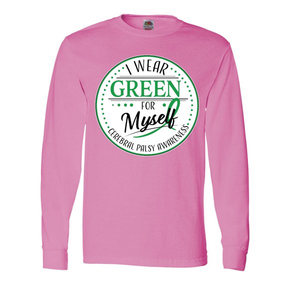 Inktastic I Wear Green for Myself- Cerebral Palsy awareness Long Sleeve T-Shirt
