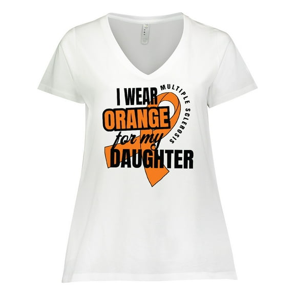 Inktastic I Wear Orange For My Daughter Multiple Sclerosis Awareness Women's Plus Size V-Neck T-Shirt