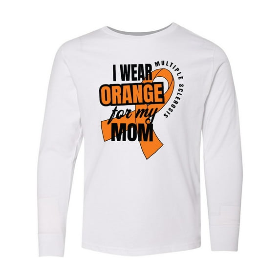 Inktastic I Wear Orange For My Mom Multiple Sclerosis Awareness Long Sleeve Youth T-Shirt