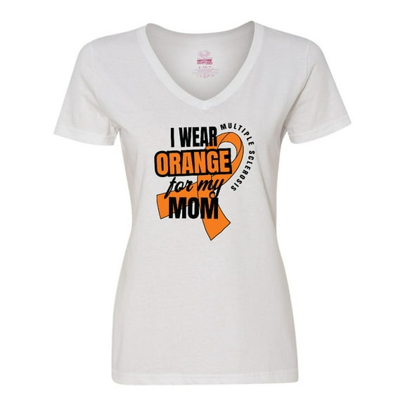 Inktastic I Wear Orange For My Mom Multiple Sclerosis Awareness Women's V-Neck T-Shirt