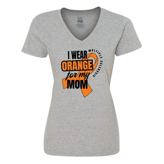 Inktastic I Wear Orange For My Mom Multiple Sclerosis Awareness Women's V-Neck T-Shirt