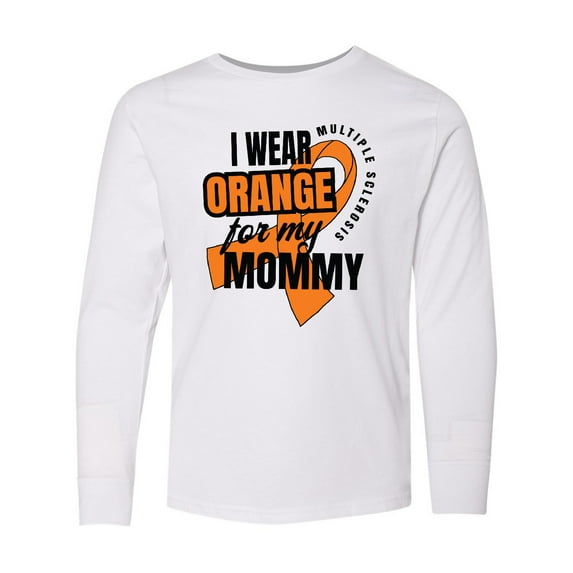 Inktastic I Wear Orange For My Mommy Multiple Sclerosis Awareness Long Sleeve Youth T-Shirt