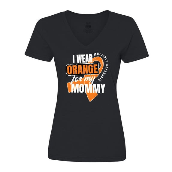 Inktastic I Wear Orange For My Mommy Multiple Sclerosis Awareness Women's V-Neck T-Shirt
