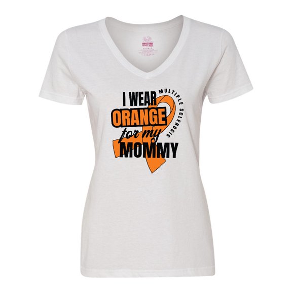 Inktastic I Wear Orange For My Mommy Multiple Sclerosis Awareness Women's V-Neck T-Shirt
