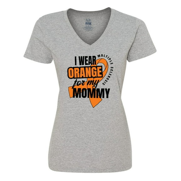 Inktastic I Wear Orange For My Mommy Multiple Sclerosis Awareness Women's V-Neck T-Shirt
