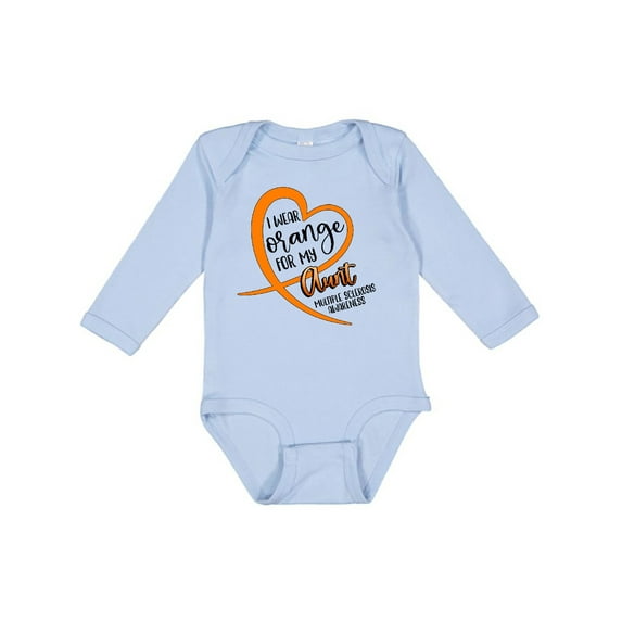 Inktastic I Wear Orange for My Aunt Multiple Sclerosis Awareness Boys or Girls Long Sleeve Baby Bodysuit