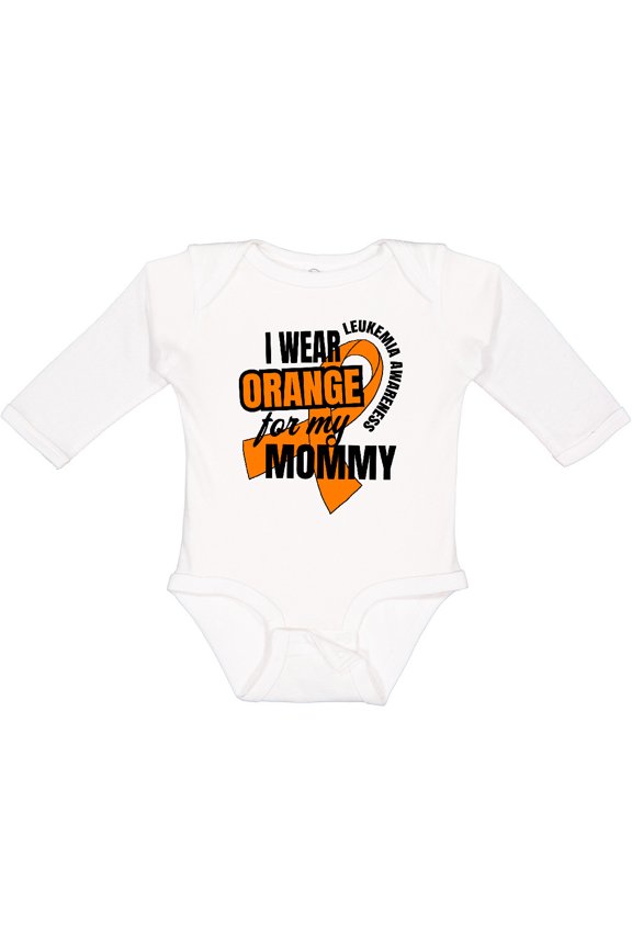 I Wear Orange for My Mommy Leukemia Awareness Boys or Girls Long Sleeve Baby Bodysuit